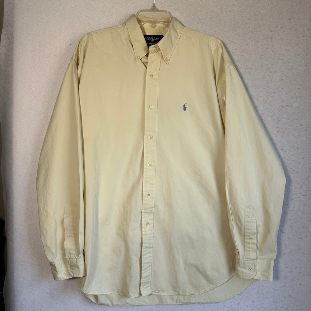 Ralph Lauren Blake Shirt Mens XL Yellow Cotton Button Down Long Sleeve Pony Logo